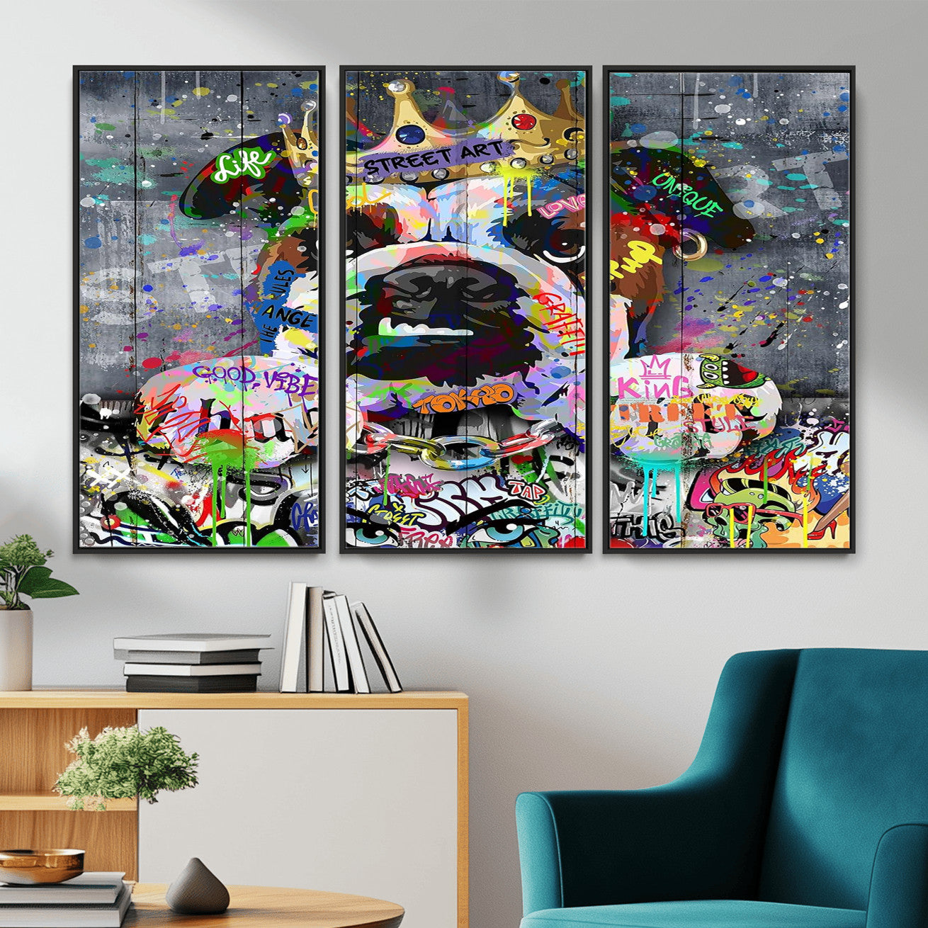 45209731-MGV-CV-36X24 - Dog Wall Decor for Teen Bedroom Decor - Graffiti Animal Canvas Wall Art for Teen Room Decor - Abstract Wall Painting Ready to Hang