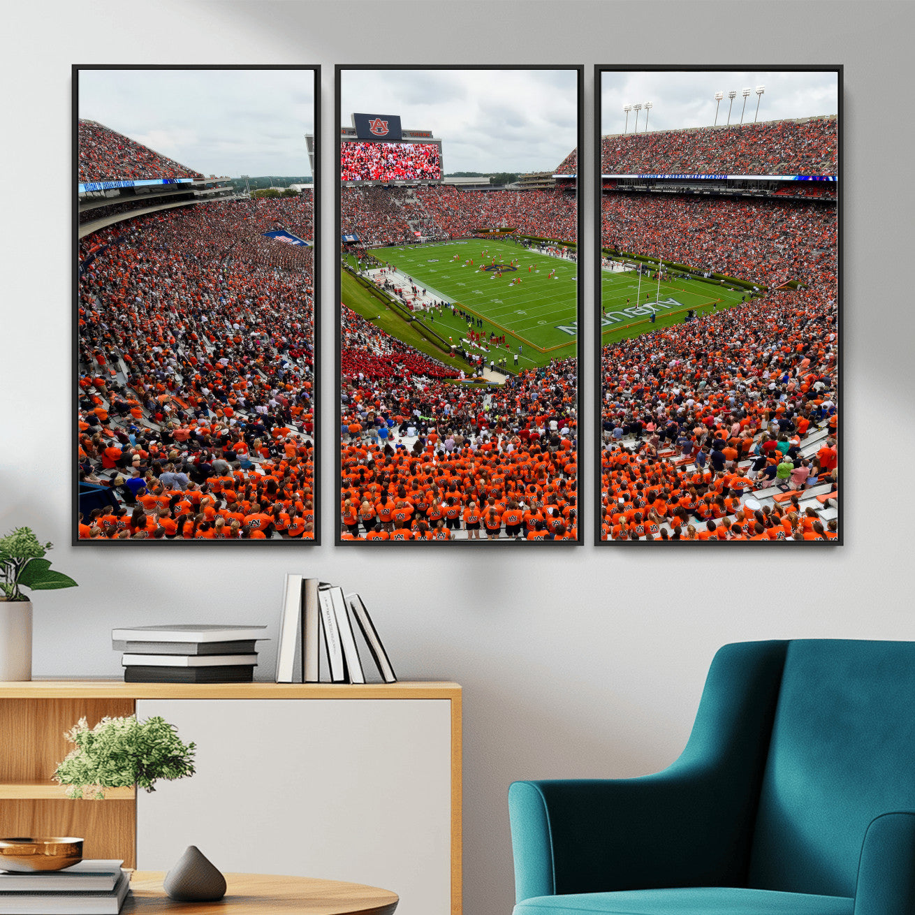 82562490-MGV-CV-36X24 - Auburn Stadium Sunset Wall Art Canvas Print, Jordan Hare Stadium Game Day Crowd, Auburn Tigers Football Artwork
