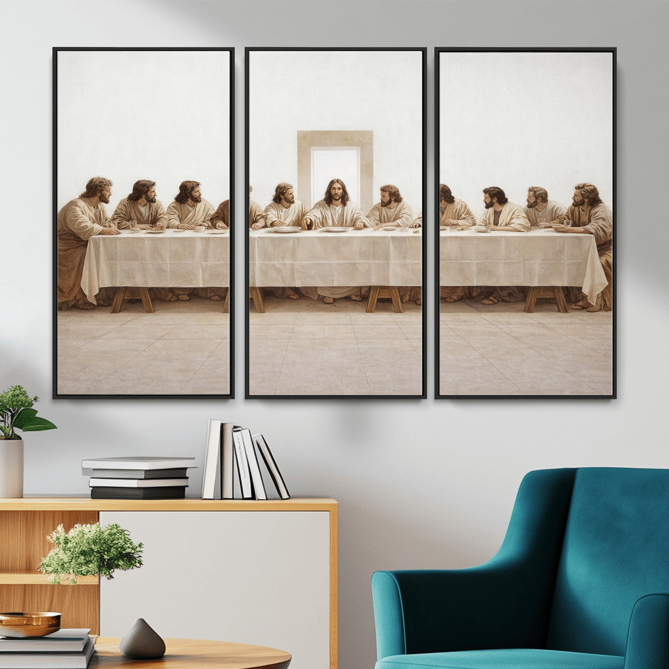 76380069-MGV-CV-36X24 - The Last Supper Wall Art Canvas Print, Jesus Christ Biblical Scene Canvas Print, Christian Religious Artwork for Church Living Room Decor