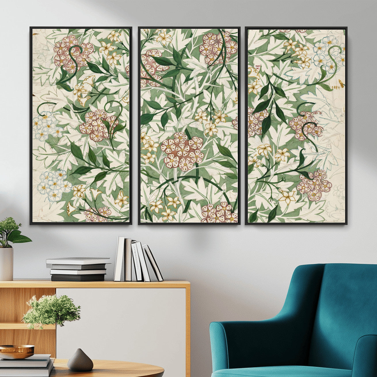 33560597-MGV-CV-36X24 - William Morris Jasmine 1872 Canvas Wall Art — Arts and Crafts Botanical Print | Vintage Green Floral Decor | Cottagecore Gift | Classic Art