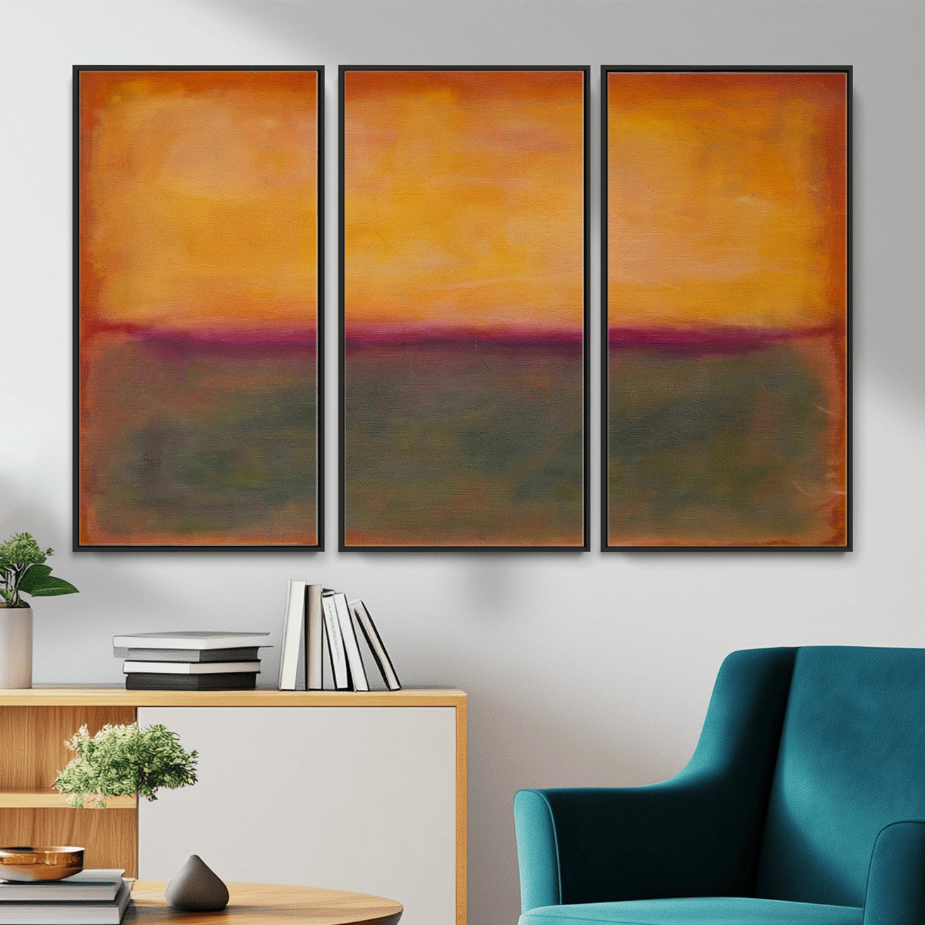 21628300-MGV-CV-36X24 - Abstract Color Field Wall Art Canvas Print, Framed Minimalist Horizon Artwork for Living Room Bedroom Office