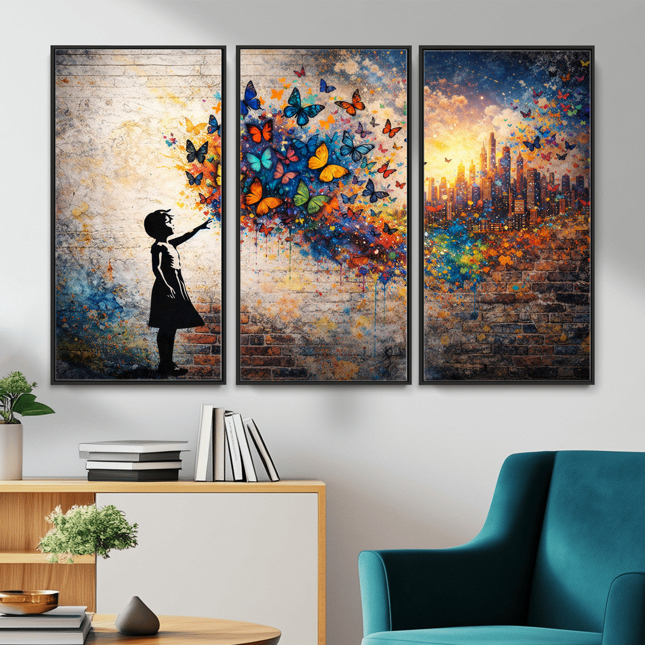 21540821-MGV-CV-36X24 - Banksy Girl Wall Art Canvas Print for Living Room Decor