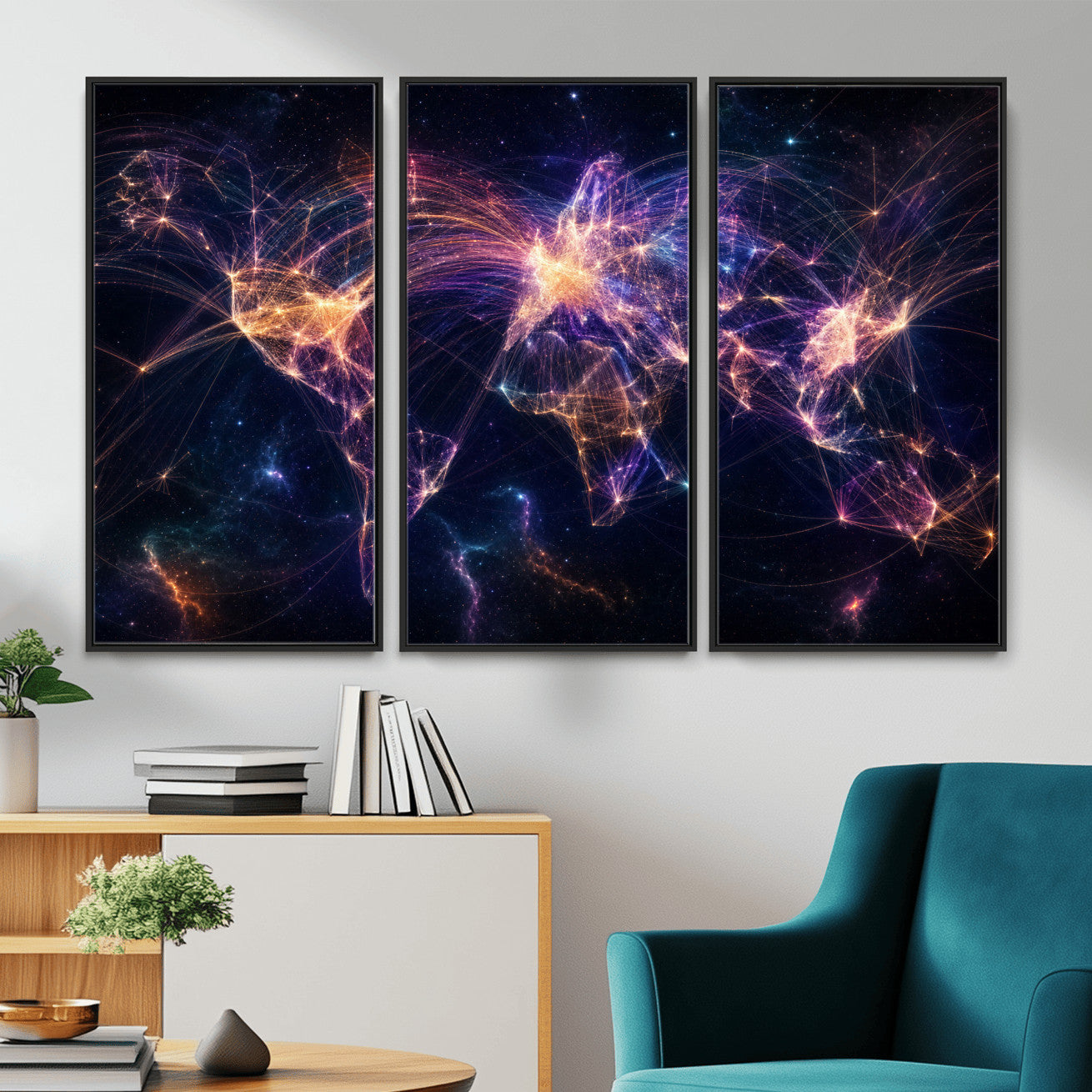 75155491-MGV-CV-36X24 - Global Flight Routes Map Canvas Wall Art, Worldwide Aviation Network Print, International Air Travel Wall Decor