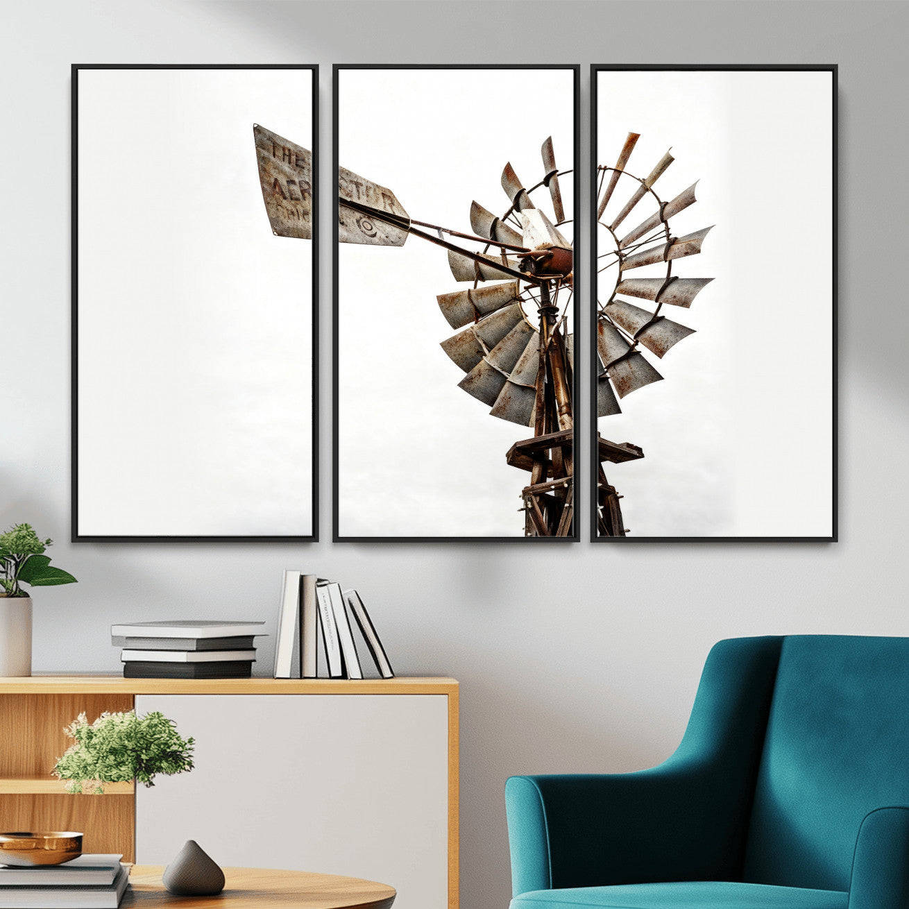 99806928-MGV-CV-36X24 - Rustic Farmhouse Windmill Canvas Wall Art Vintage Western Farmhouse Print