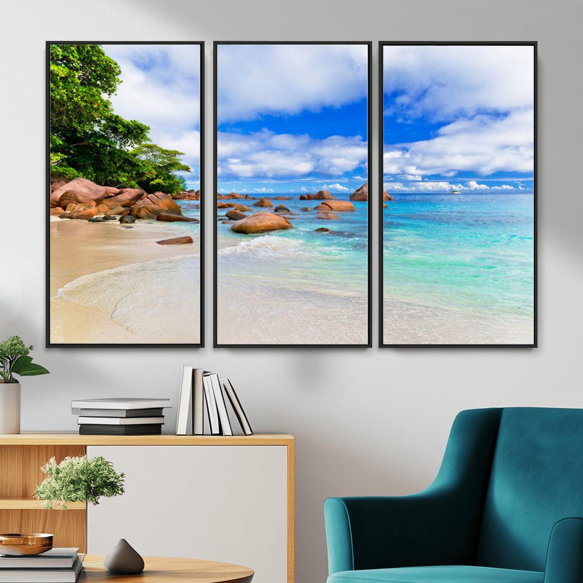 81980382-MGV-CV-36X24 - Seychelles Beach Canvas Wall Art - Anse Intendance Turquoise Ocean Print