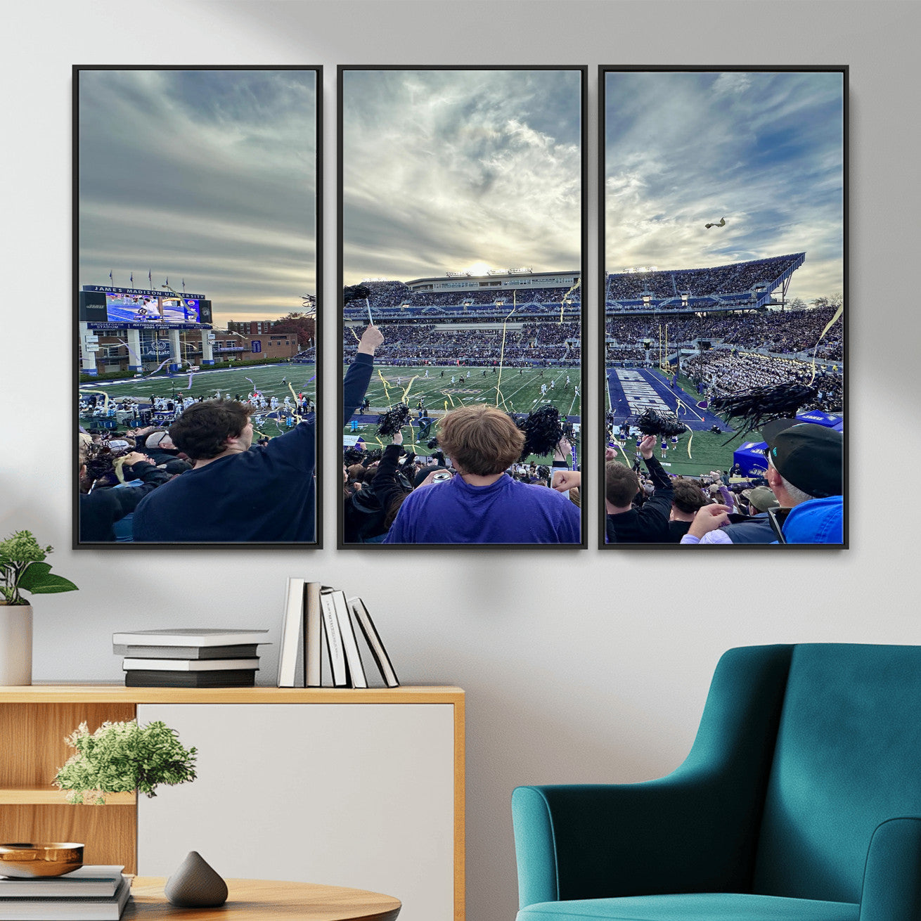 400867JMU-MGV-CV-36X24 - JMU Stadium Wall Art Canvas Print for Game Room Decor - James Madison University Stadium