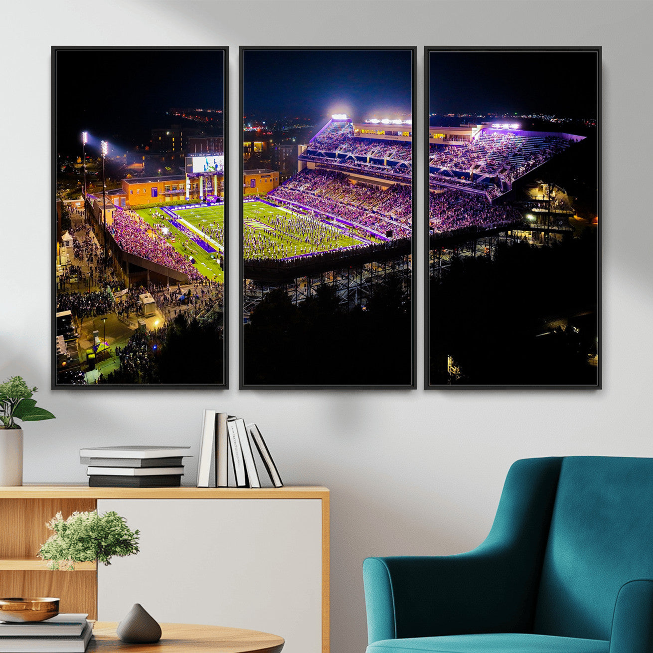 400867JMU2-MGV-CV-36X24 - JMU Stadium Wall Art Canvas Print for Game Room Decor - James Madison University Stadium