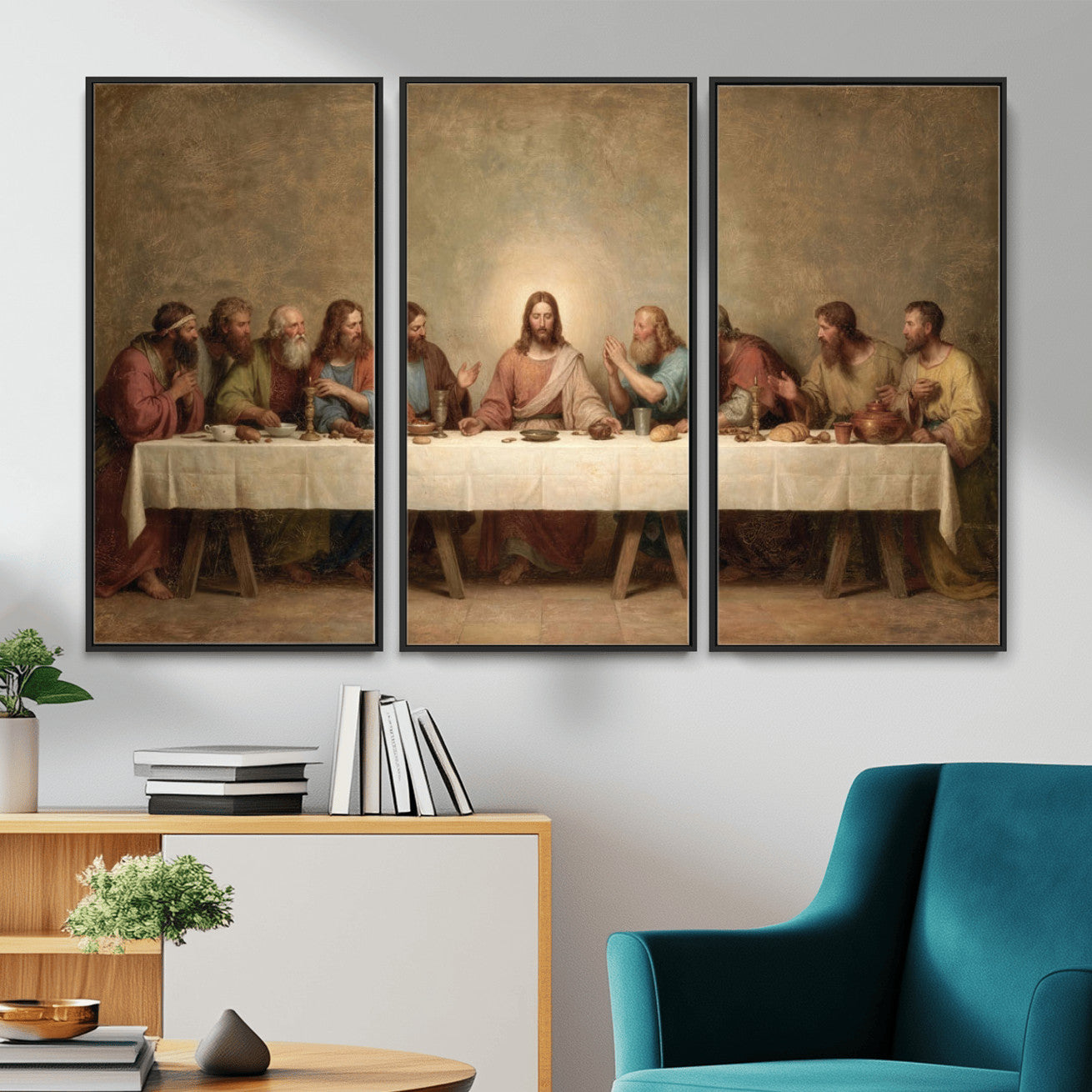 50761248-MGV-CV-36X24 - The Last Supper of Jesus Christ Wall Art Canvas Print - Classical Christian Faith Home Decor