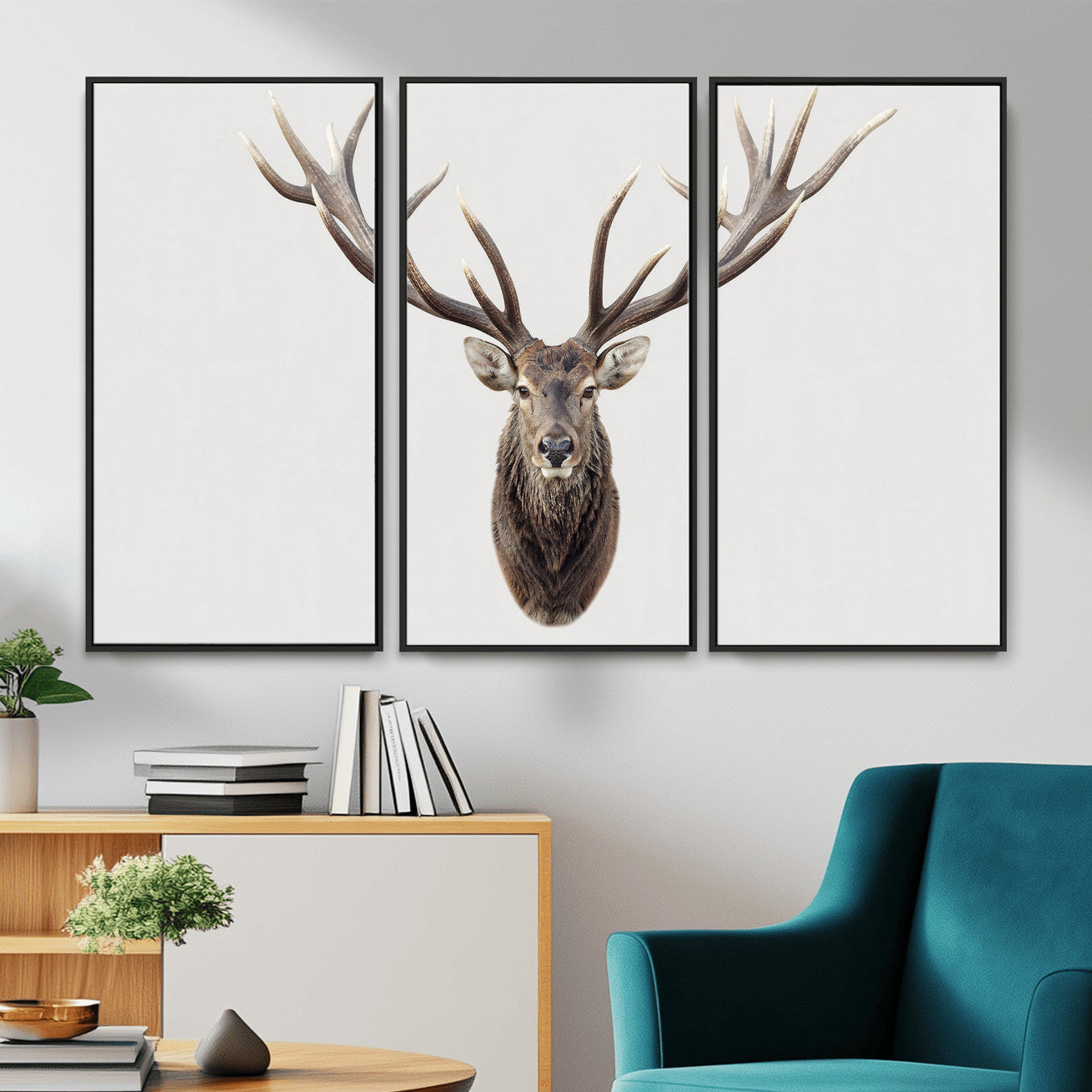 840173GY-MGV-CV-36X24 - Majestic Red Deer Canvas Wall Art – Stag Antlers Horns Print, Wildlife Hunting Poster, Rustic Cabin Lodge Decor
