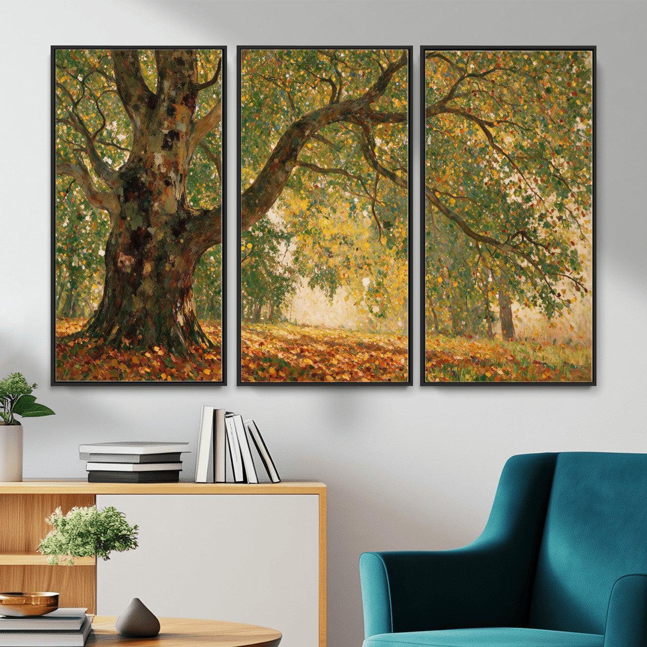 52555601-MGV-CV-36X24 - Claude Monet Style The Bodmer Oak Fontainebleau Forest Wall Art Canvas Print, Autumn Landscape Painting Print