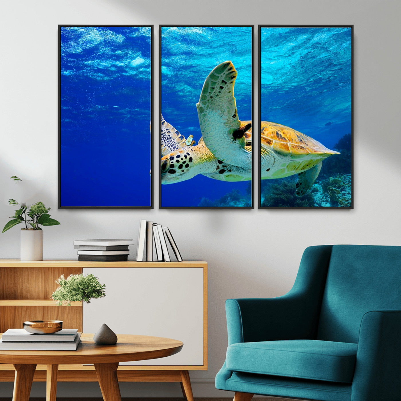 16292-MGV-CV-36X24-Sea Turtle Wall Art Canvas Print, Sea life in the Ocean Wall Art Printing