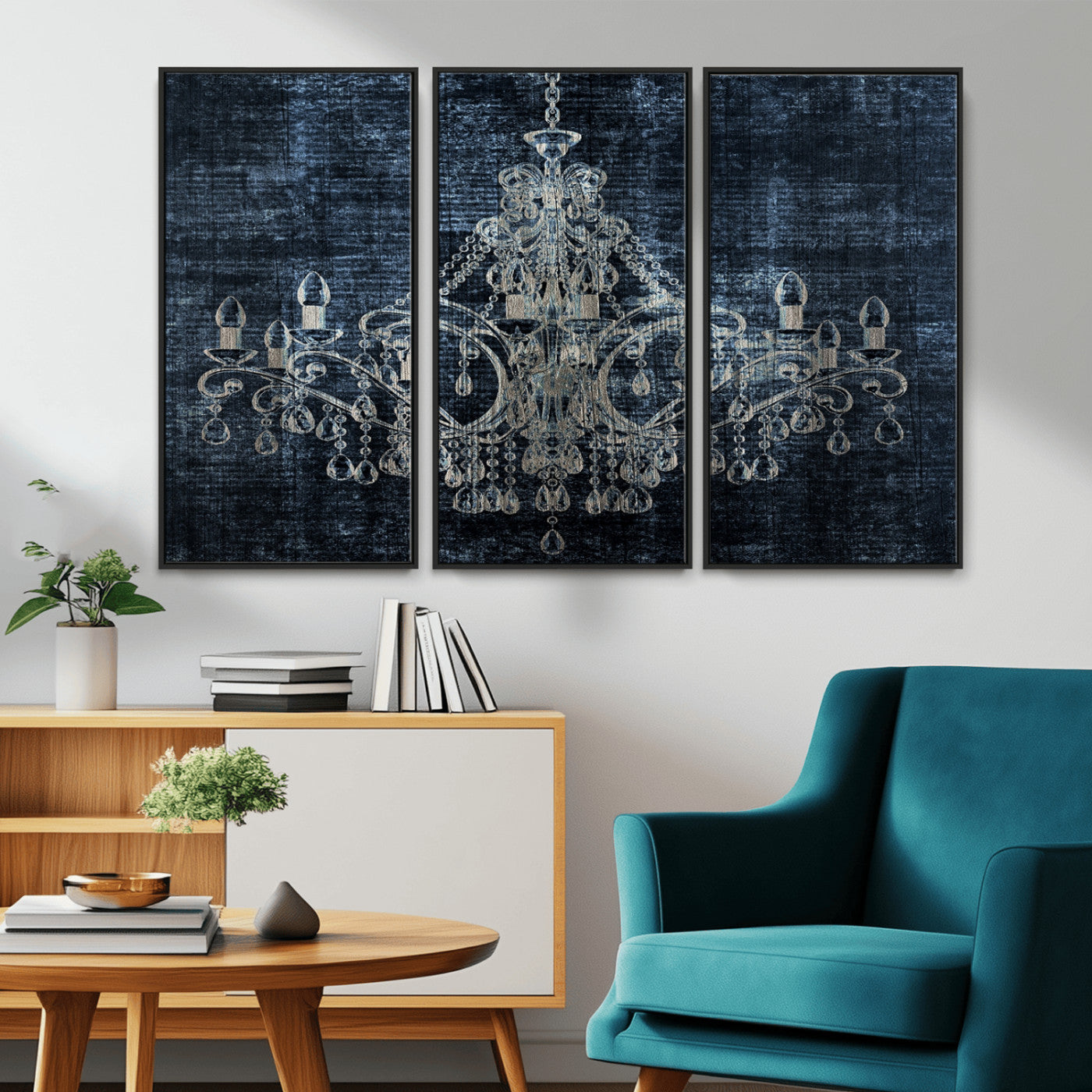 -Dark Chandelier Wall Art Canvas Print
