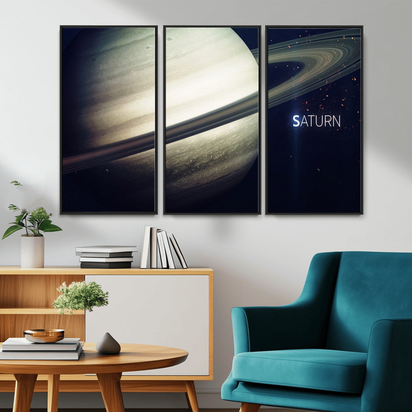-Framed Saturn Wall Art Canvas Print