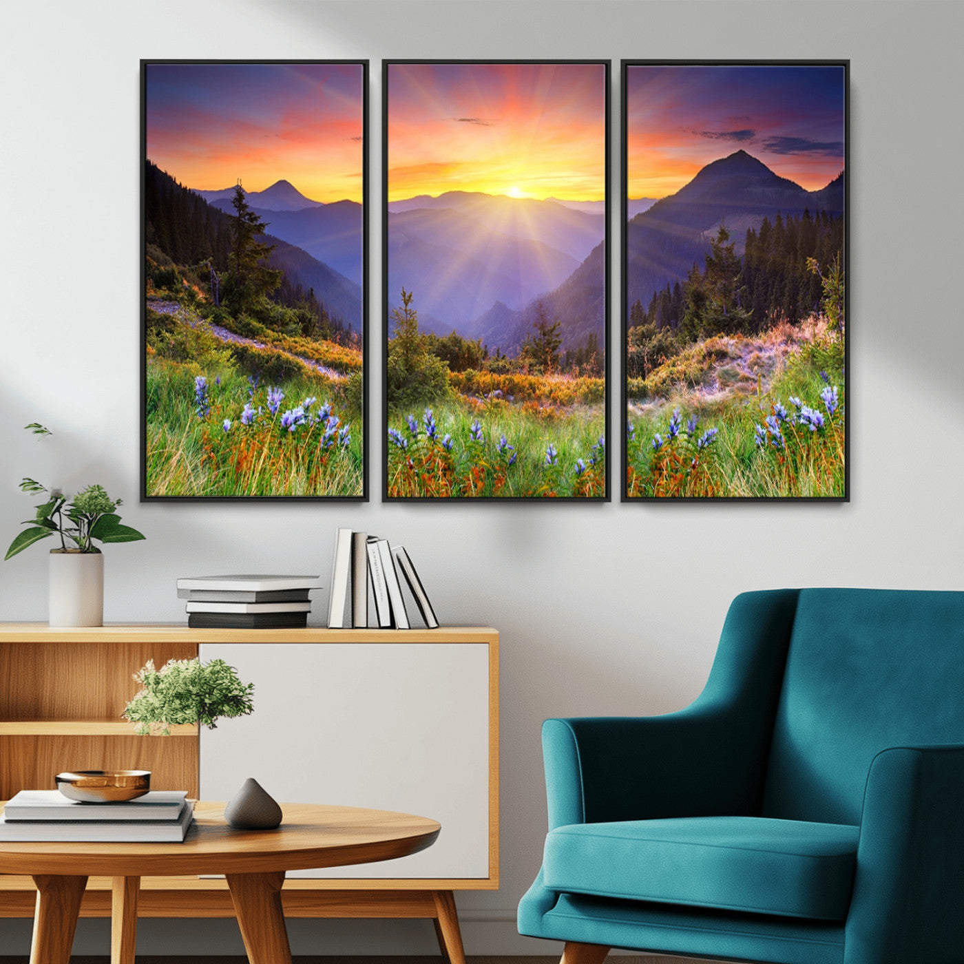 -Mountain and Spring Wall Art Canvas Print