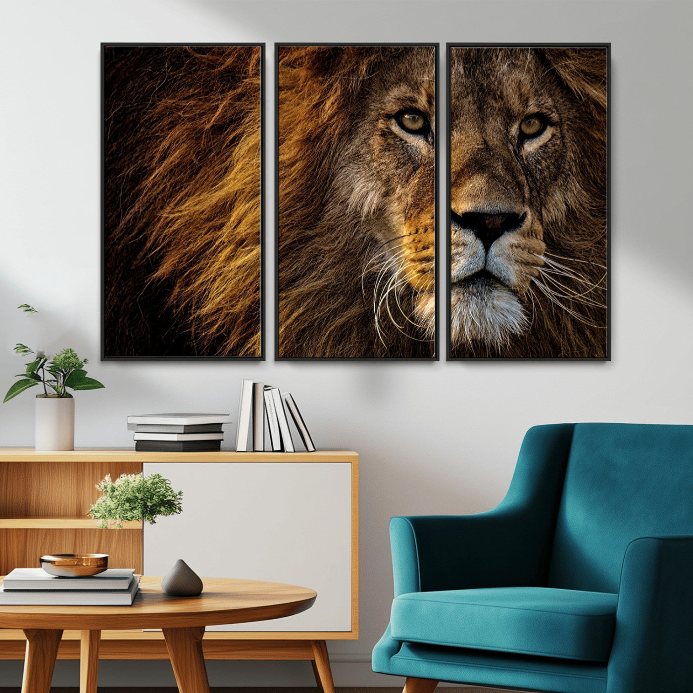 -Mighty Lion Wall Art Canvas Print – Majestic Animal Portrait Artwork for Home, Office, Living Room, Guest Room