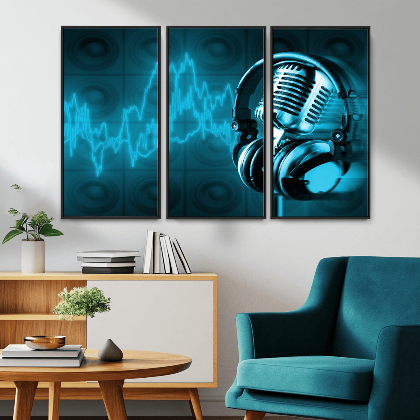 -Music and Microphone Wall Art Canvas Print