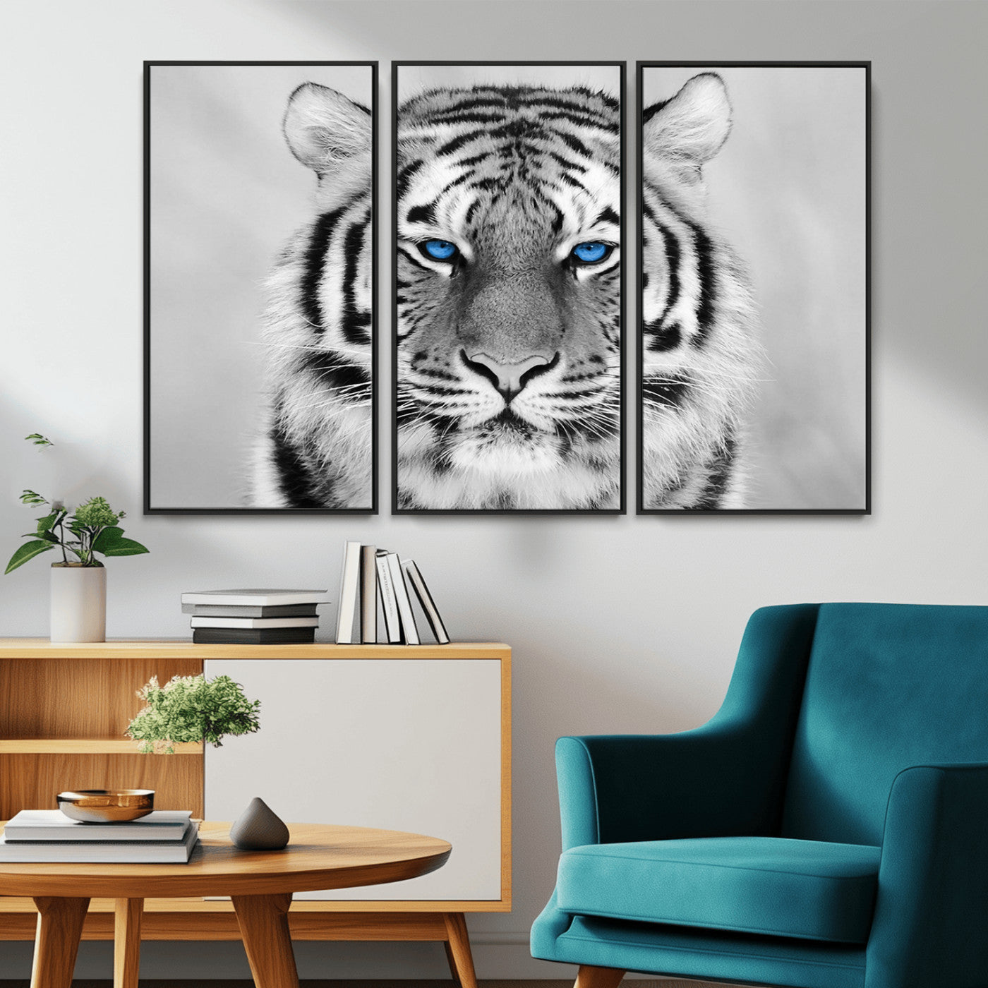 -Black and White Tiger Wall Art Animal Canvas Print