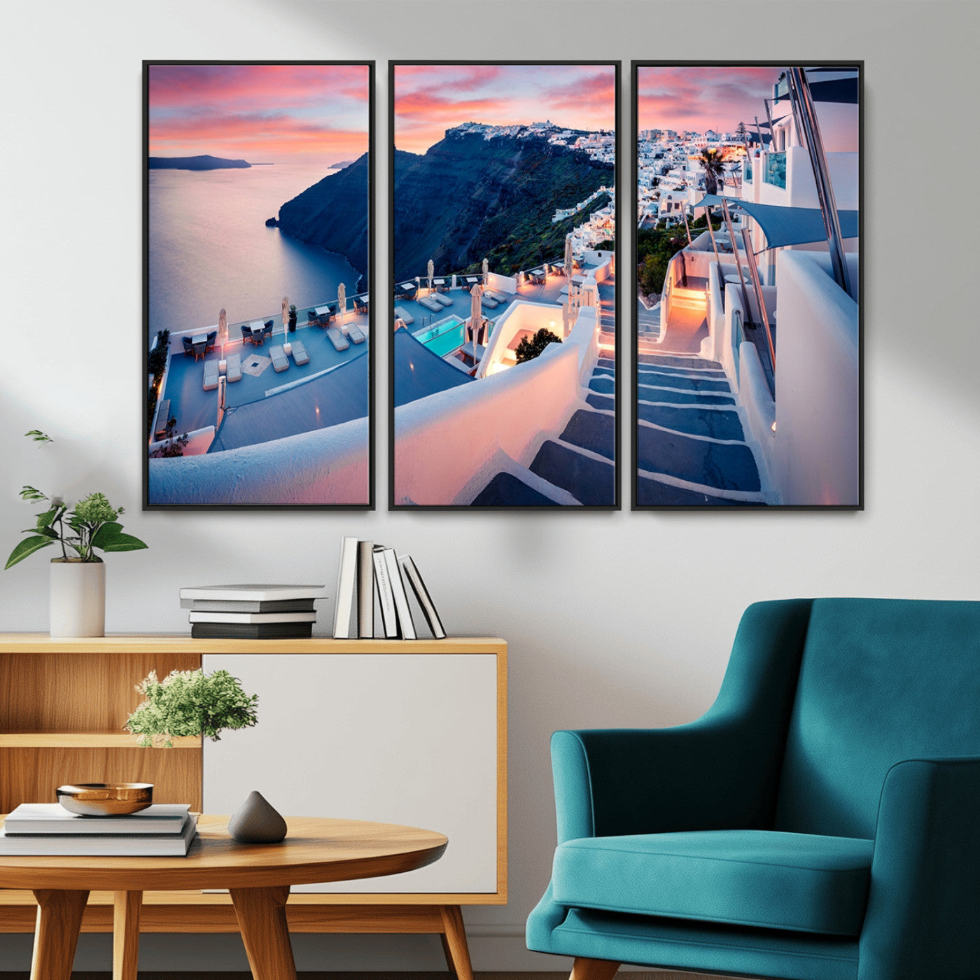 -Santorini Island Wall Art Canvas Print