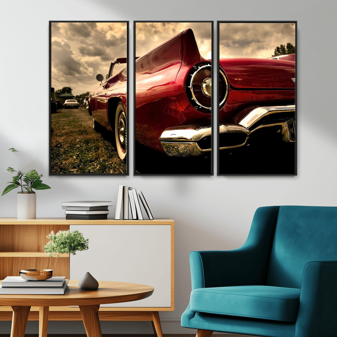 -Red Classic Car Wall Art Canvas Print