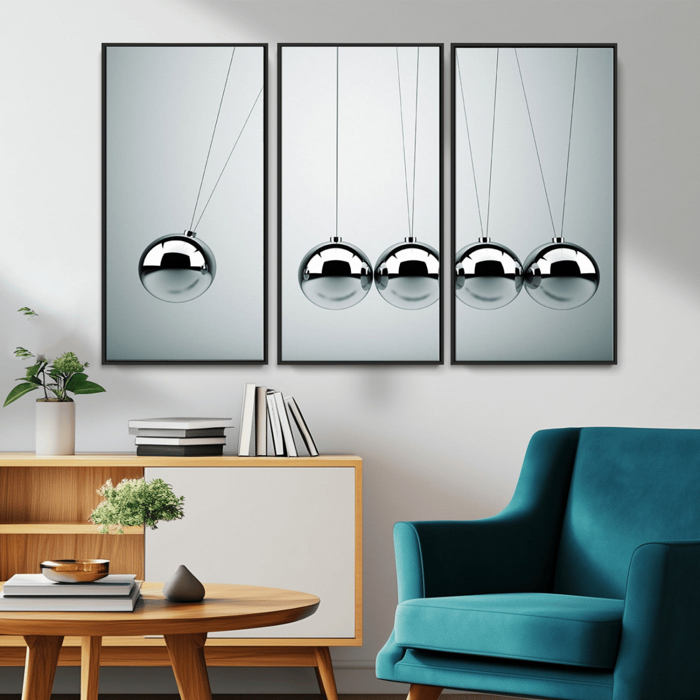 -Newton's Cradle Wall Art Canvas Print, Framed Newton Cradle Wall Art
