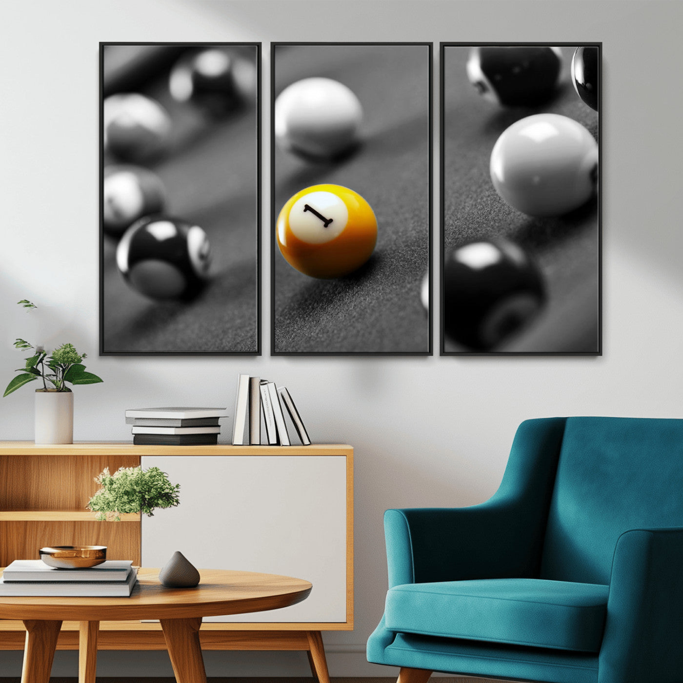 -Wall Art Pool Table and Balls Canvas Print