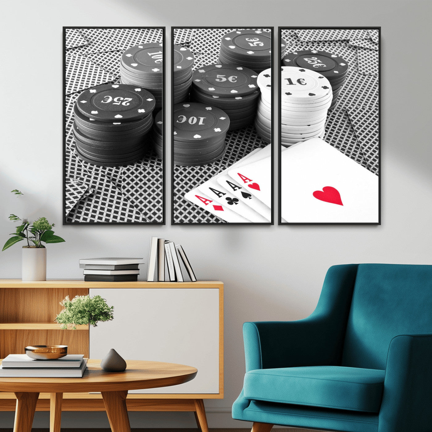 -Poker Game Cards Wall Art Canvas, Multi Panel Wall Art Canvas Print