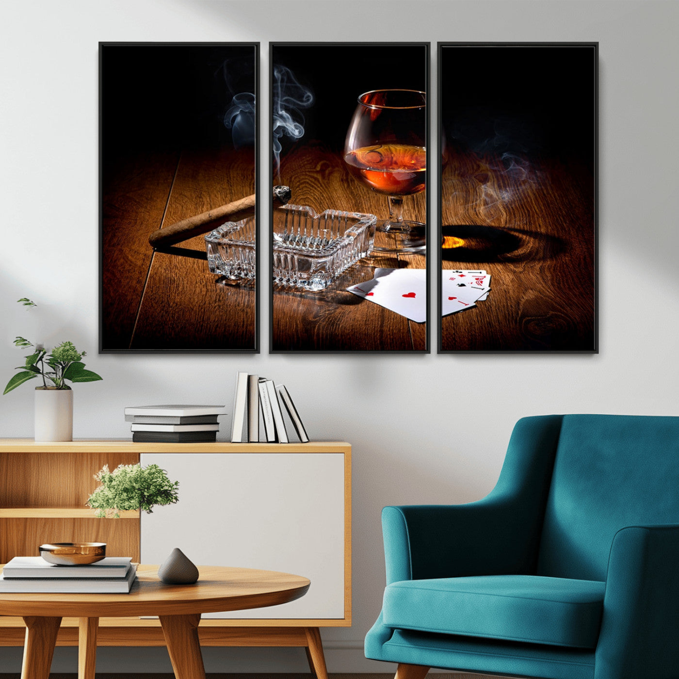 -Whiskey Cigar Wall Art Canvas Print Kitchen Wall
