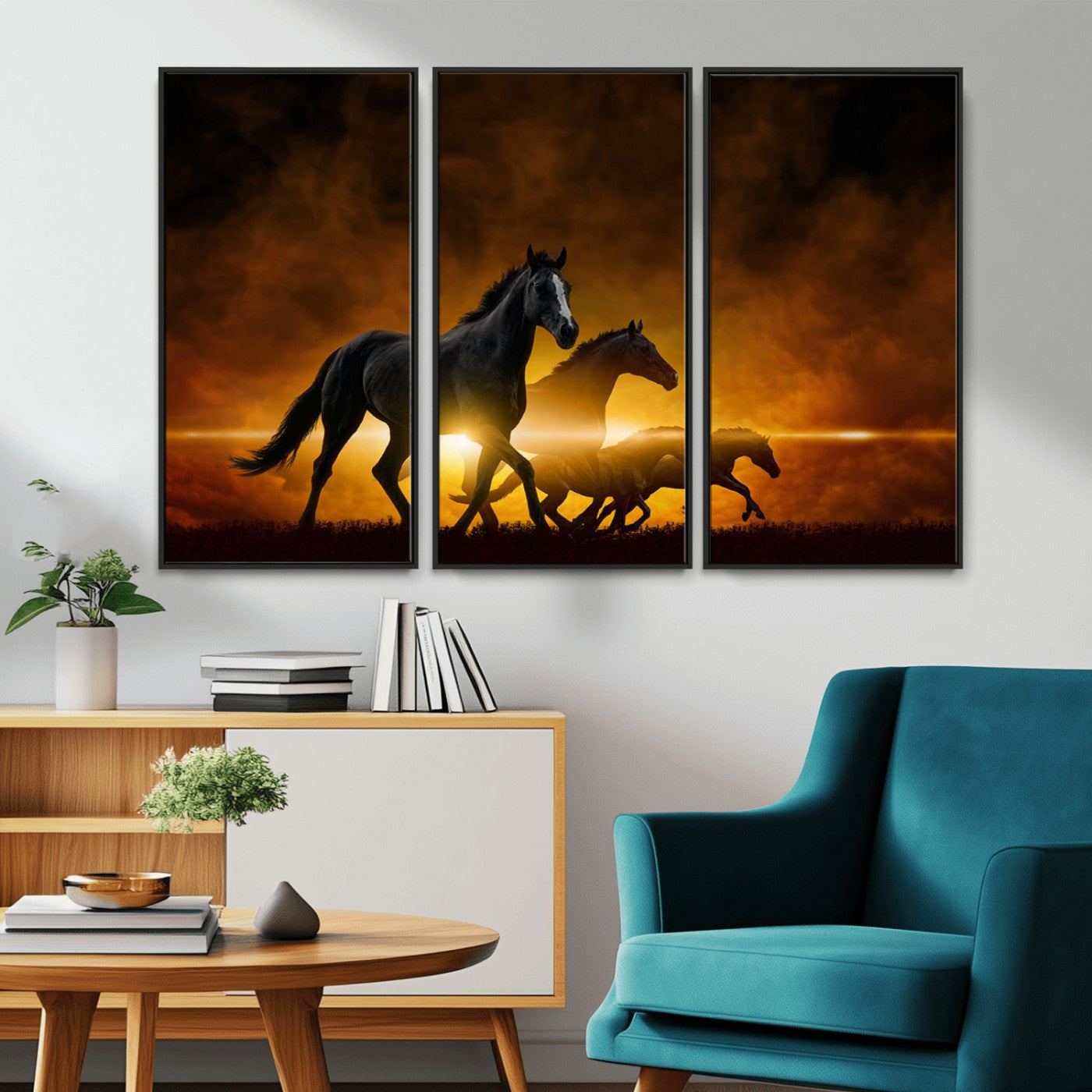 -Horse Wall Art Canvas Print, Multi Panel Animal Canvas Print