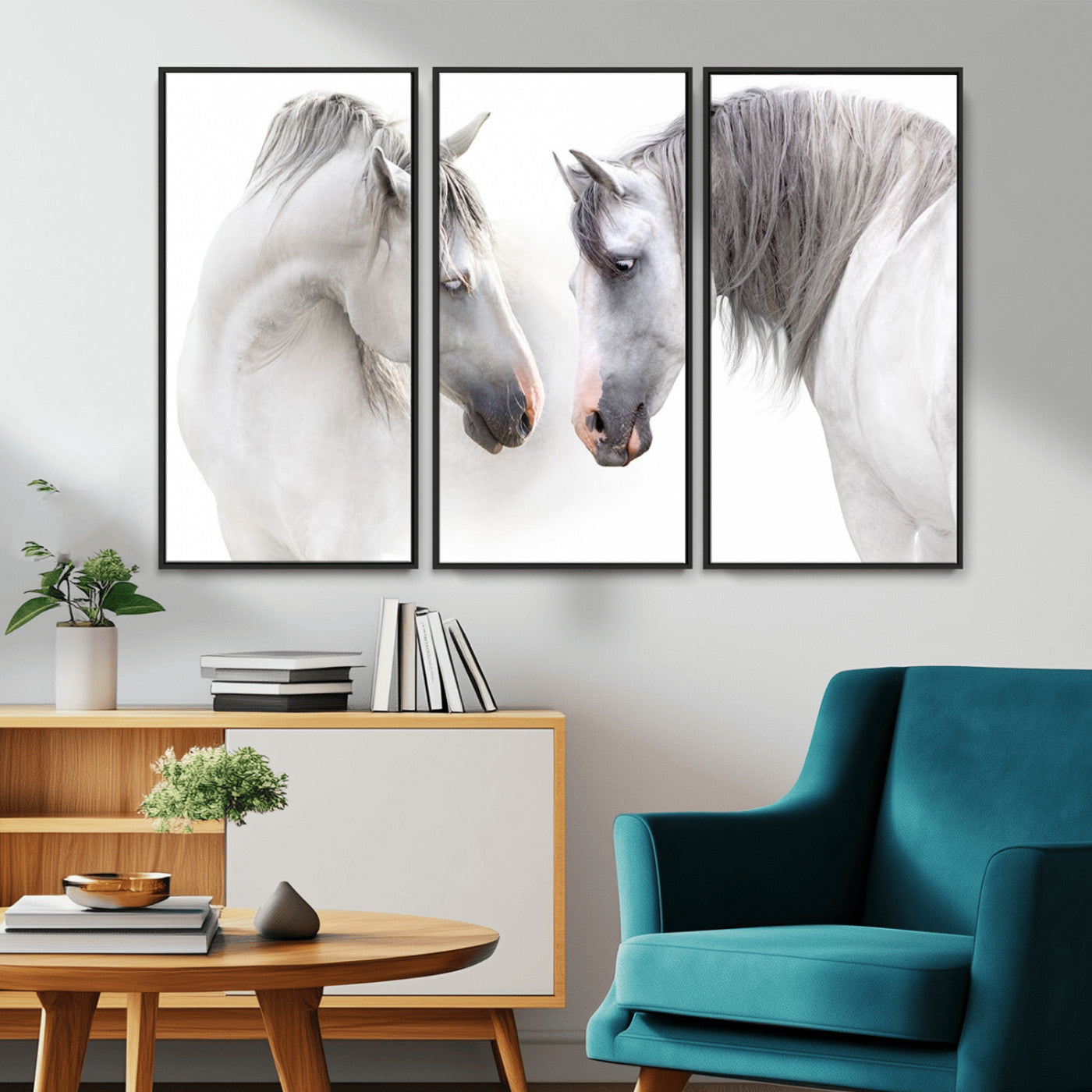 -White Horse Wall Art Animal Canvas Print