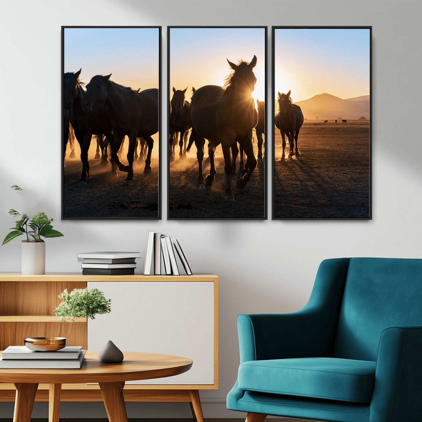-Horse Herd Wall Art Animal Canvas Print