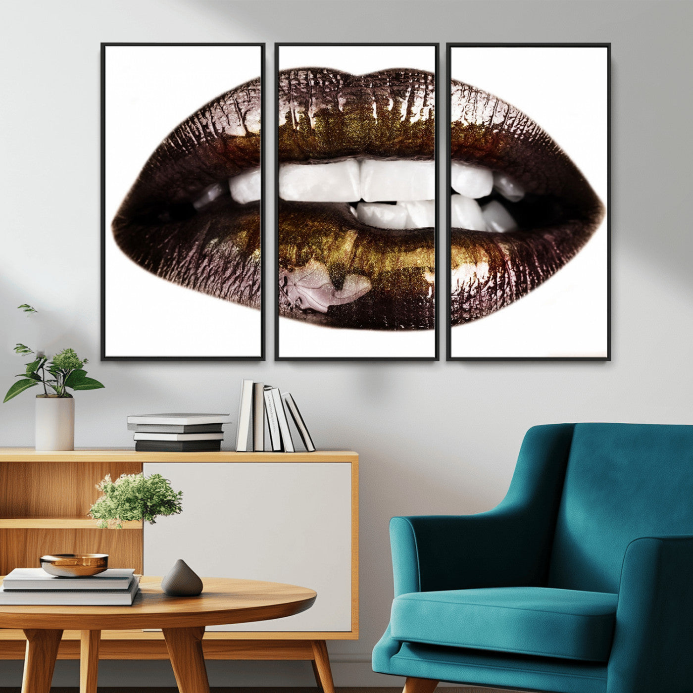 -Close Up Lips Wall Art Canvas Print