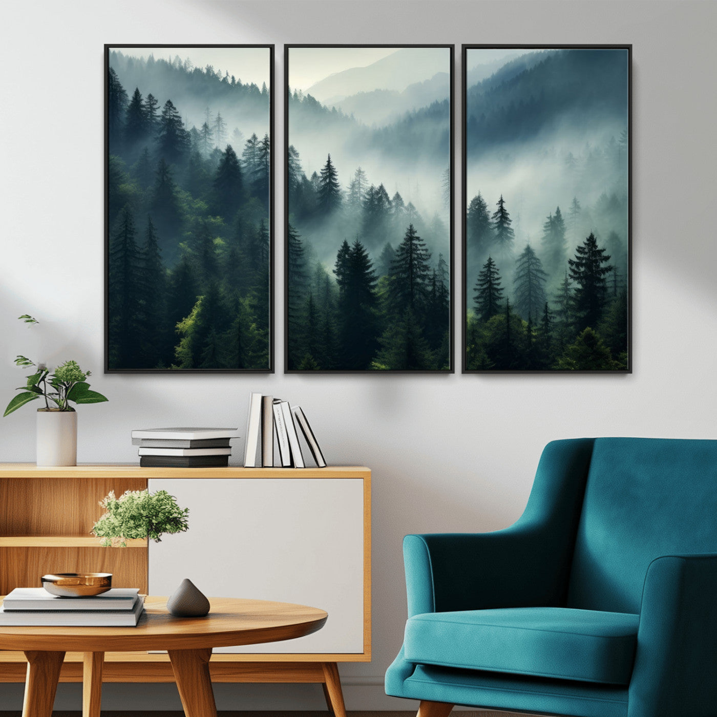 -Captivating Misty Forest Wall Art Premium Canvas Print a Foggy and Serene Atmosphere Art
