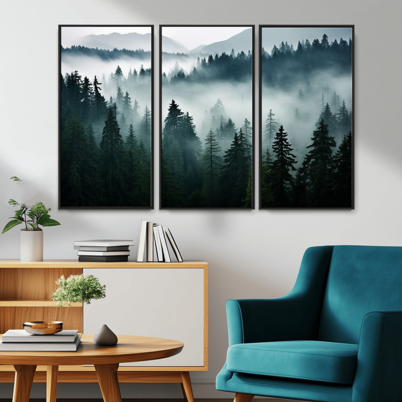 -Captivating Misty Forest Wall Art Canvas, Premium Canvas Print a Foggy and Serene Atmosphere
