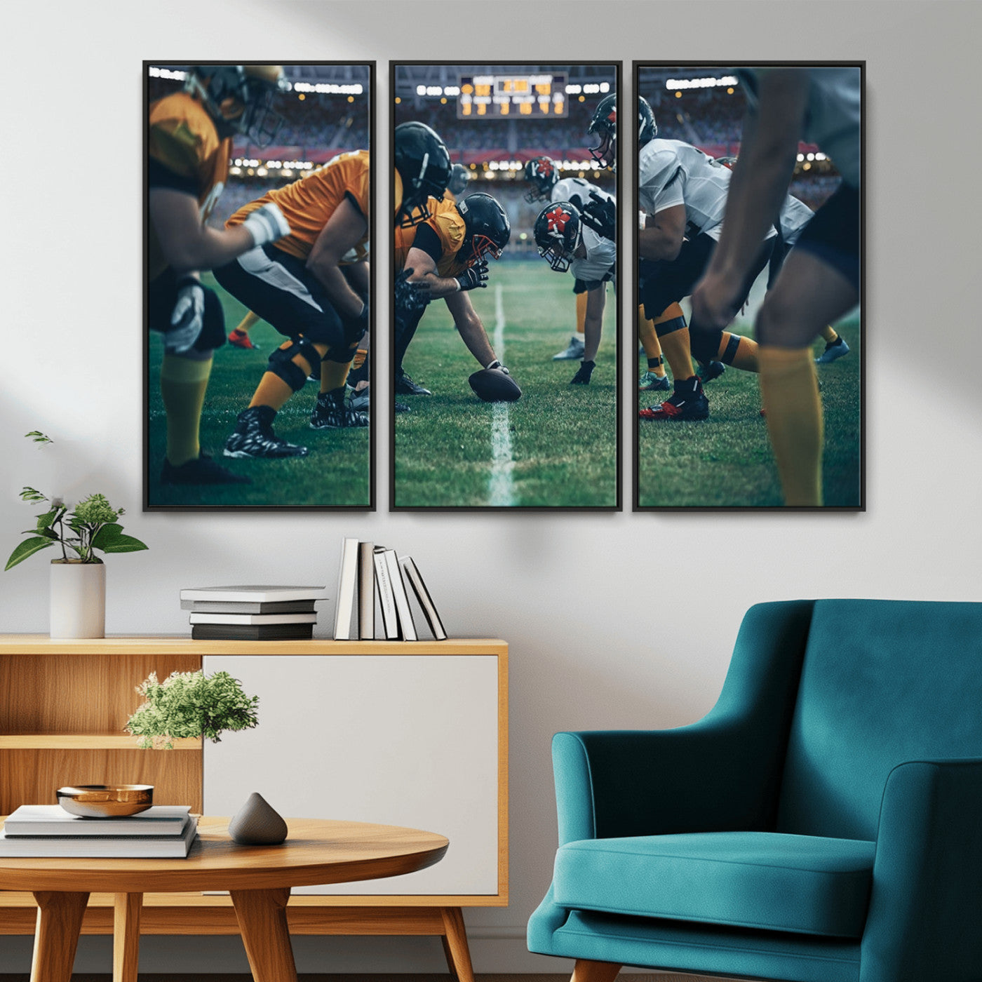 -American Football Playing Wall Art Canvas Print