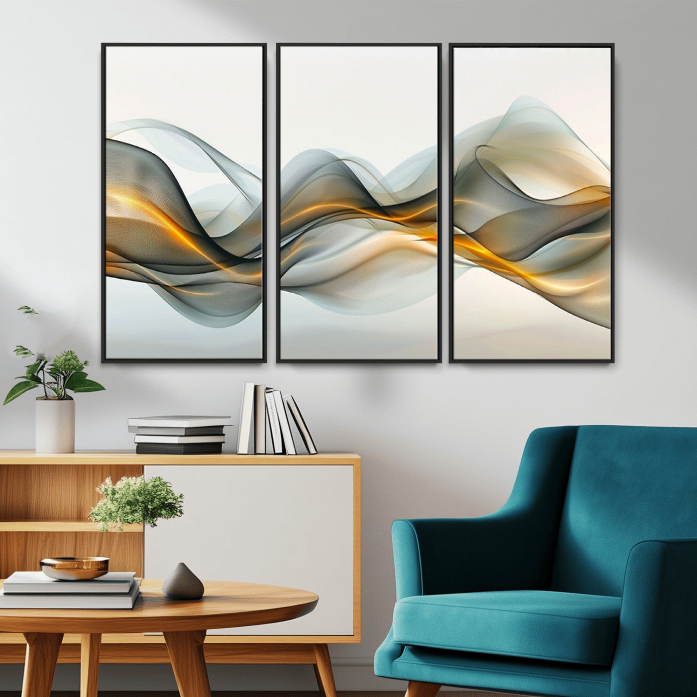 ES1001-MGV-CV-36X24-Abstract Wave Canvas Wall Art – Fluid Contemporary Elegance in Motion – Ready to Hang
