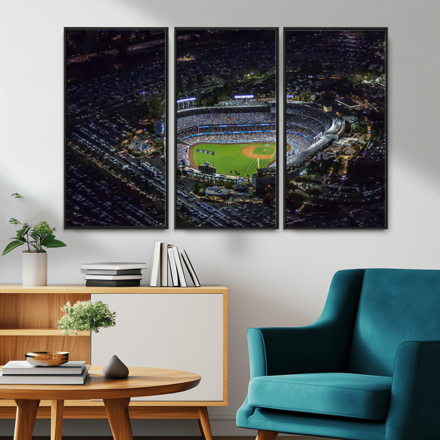 20932-MGV-FC-48X32-3P_Black-Los Angeles Dodgers Dodger Stadium Wall Art Canvas Print - MLB Baseball Stadium