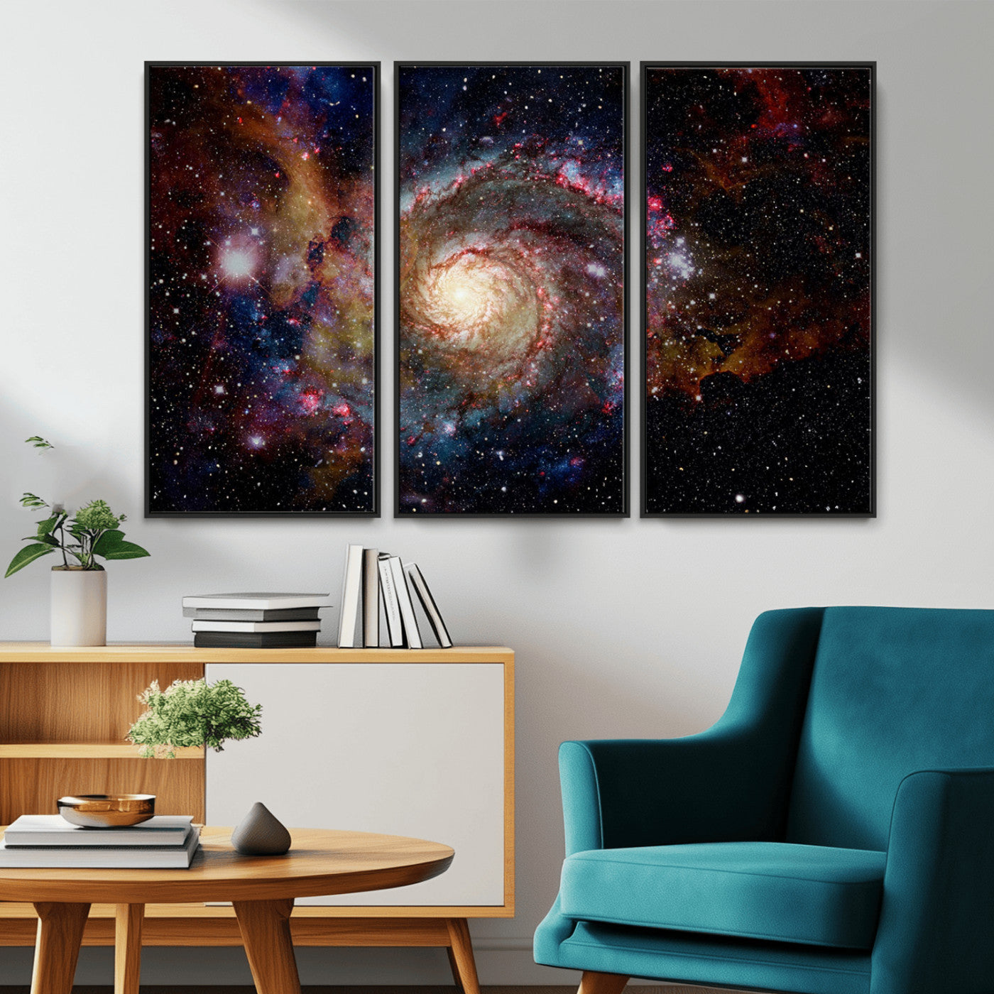 -Nebula and Galaxies in Space Wall Art Canvas Print, Spiral Galaxy Wall Art Canvas Print