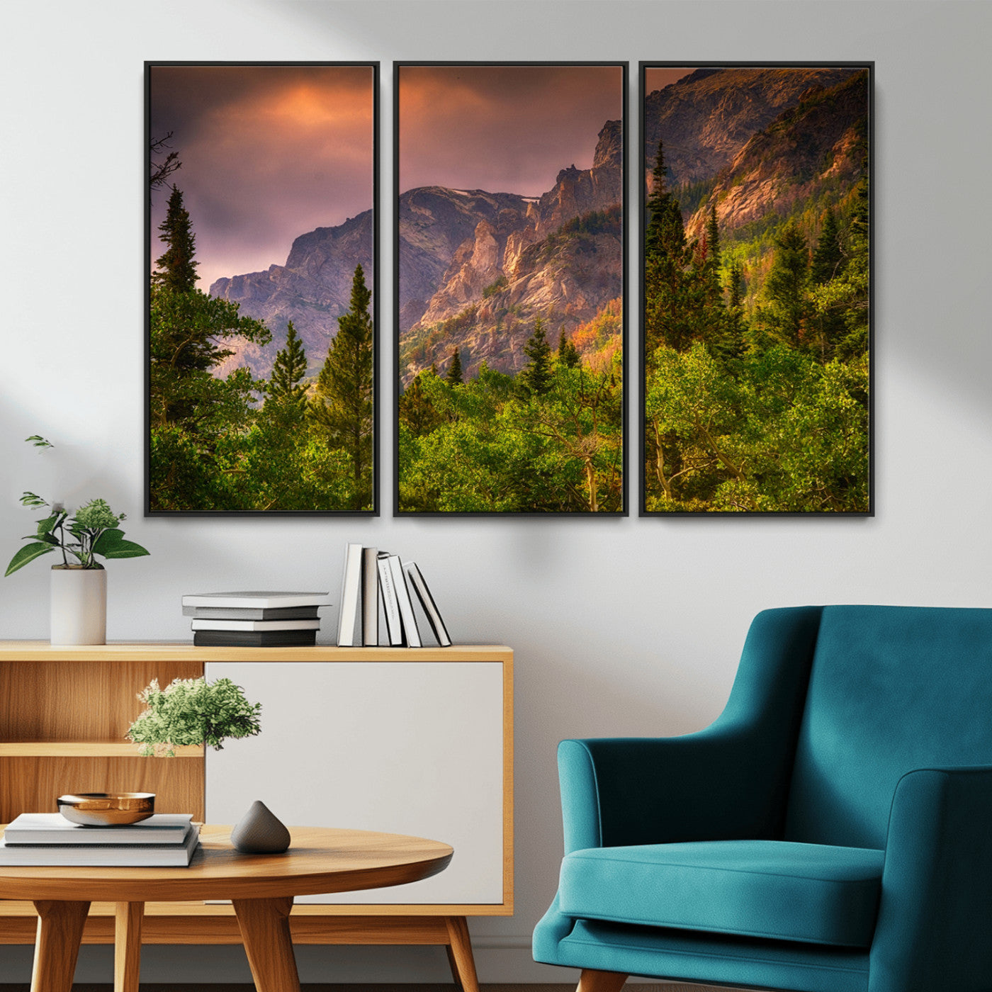 -Colorado Rockies Mountains Wall Art Canvas Print | Ready to Hang Framed Mountain Landscape