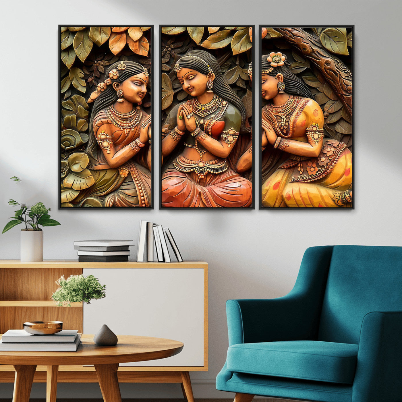 12926-MGV-CV-36X24-Indian Woman Statue Wall Art Canvas Print