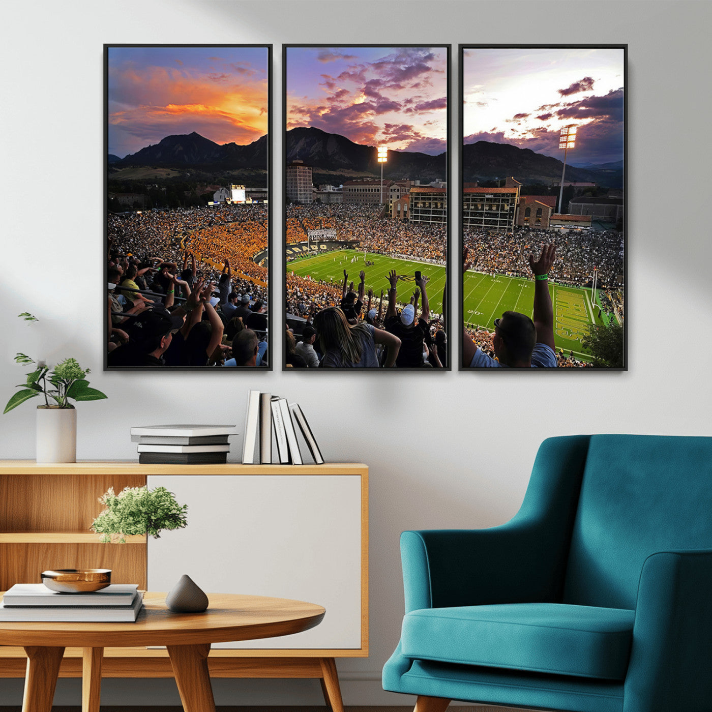 -Framed Colorado Buffaloes Football Team Print - Boulder Folsom Field Stadium Wall Art Canvas Print