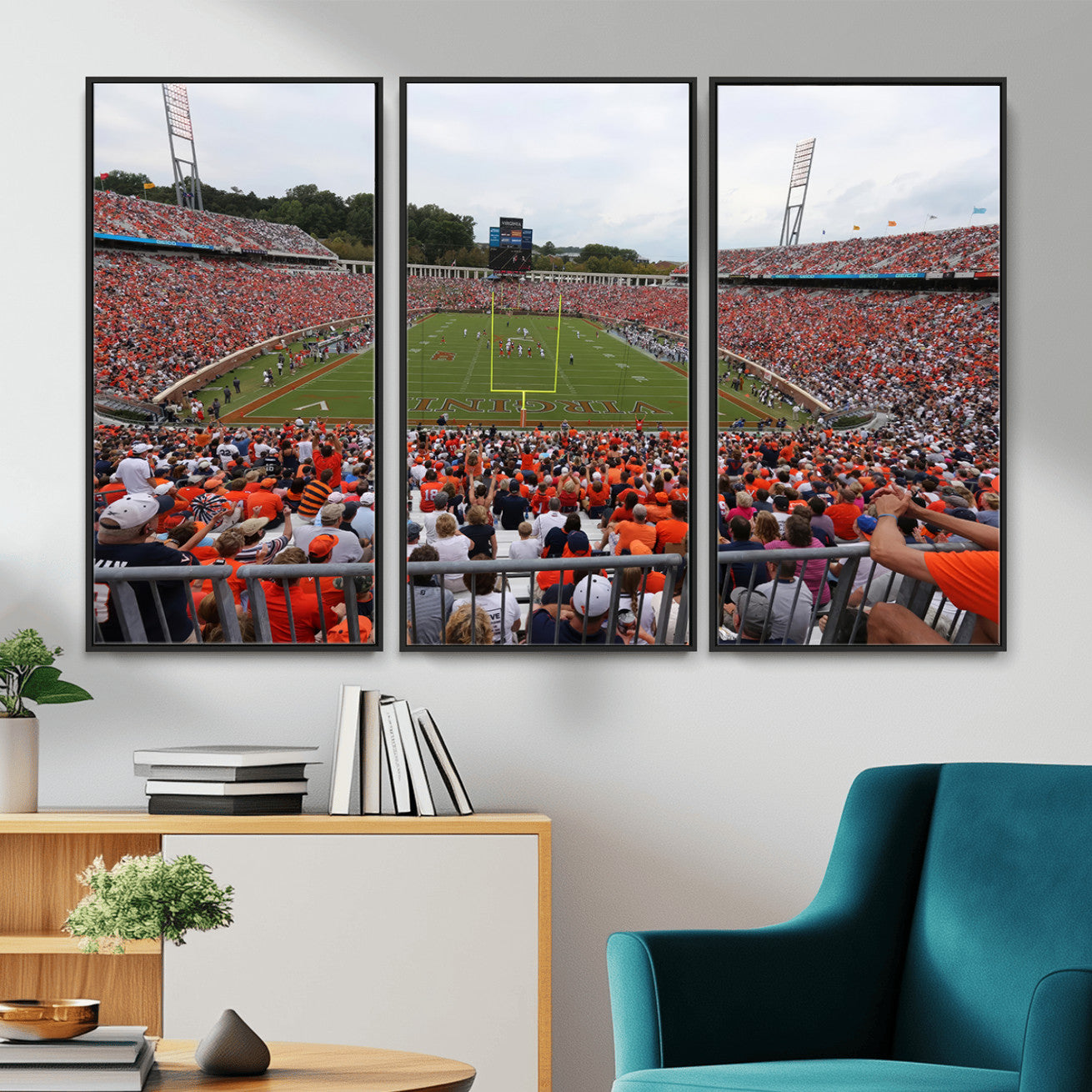 63606-MGV-CV-36X24 - Virginia Cavaliers Football Team Print - Charlottesville Scott Stadium Print Wall Art Canvas
