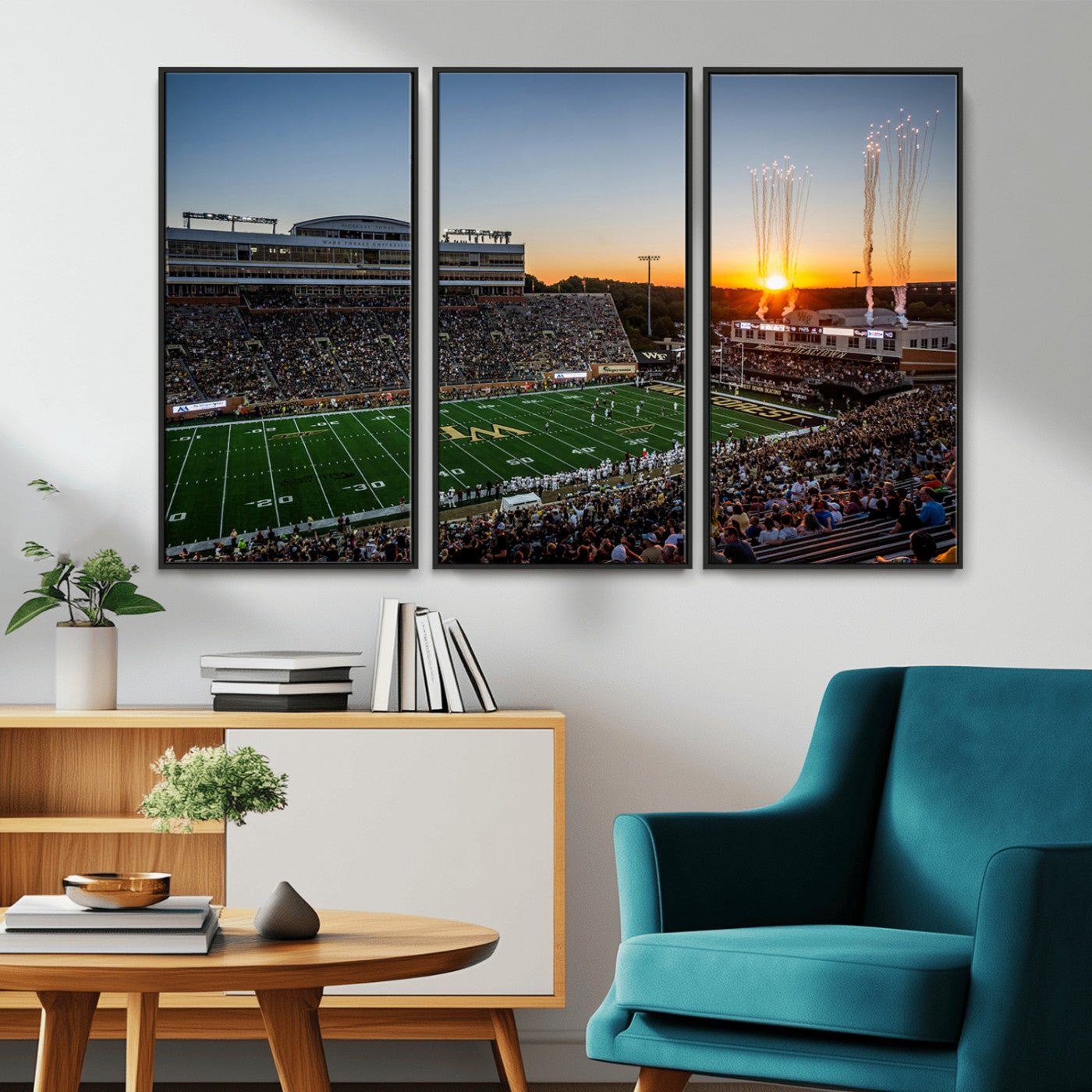 29253-MGV-FC-48X32-3P_Black-Demon Deacons Football Team Print Canvas- Winston-Salem Allegacy Federal Credit Union Stadium Wall