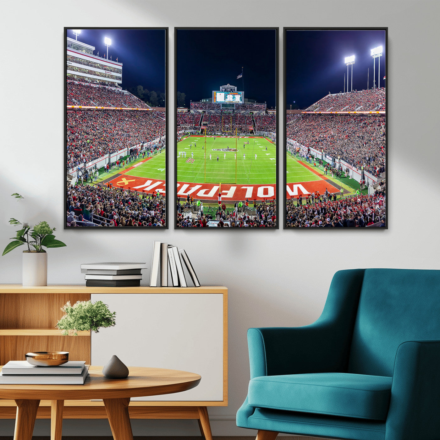80943-MGV-CV-36X24-Wolfpack Football Team Print - Raleigh Carter-Finley Stadium Wall Art Canvas Print