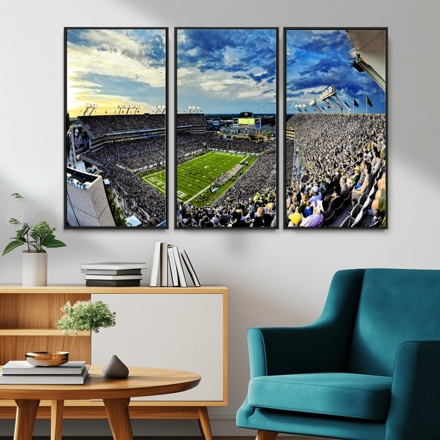 -Framed USF Bulls Football Team Print - Tampa Raymond James Stadium Wall Art Canvas Print