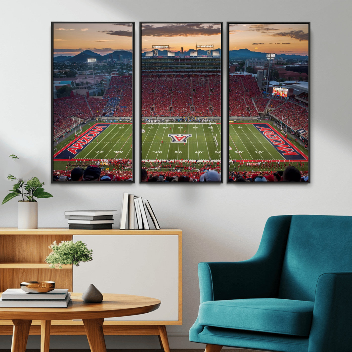 99722-MGV-CV-36X24-Framed Arizona Wildcats Football Team Print - Tucson Arizona Stadium Wall Art Canvas Print