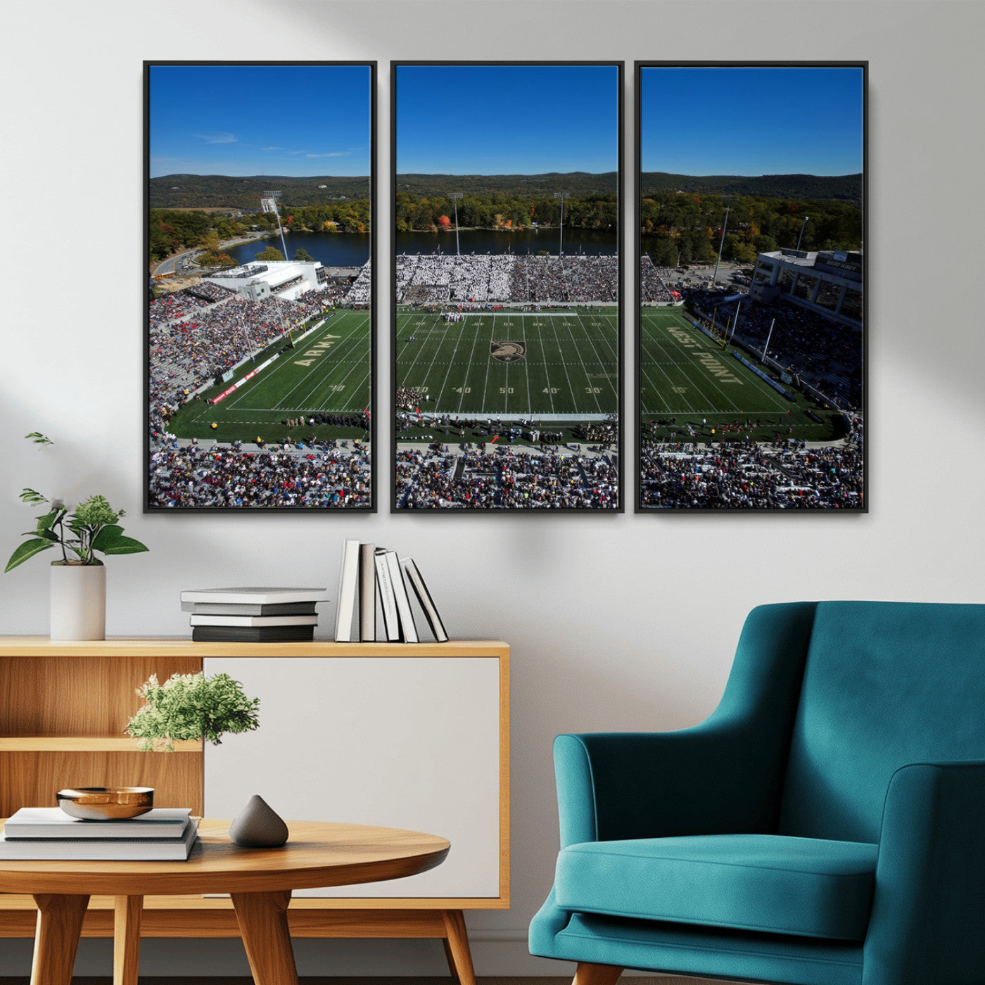 52056-MGV-FC-48X32-3P_Black-Army Black Knights Football Team Print - West Point Michie Stadium Wall Art Canvas Print
