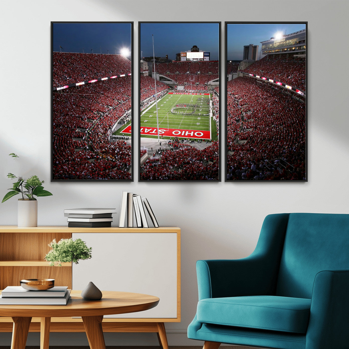 -Ohio State University Buckeyes Football Team Print - Columbus Ohio Stadium Wall Art Canvas Print