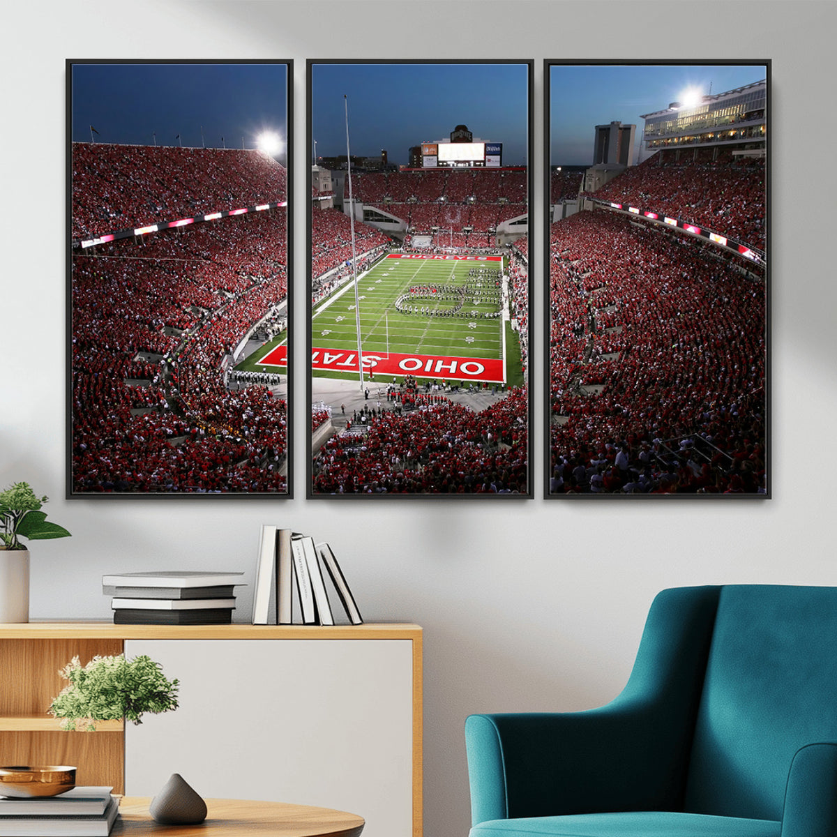 98743-PAN-FL-20X10 - Ohio State University Buckeyes Football Team Print - Columbus Ohio Stadium Wall Art Canvas Print