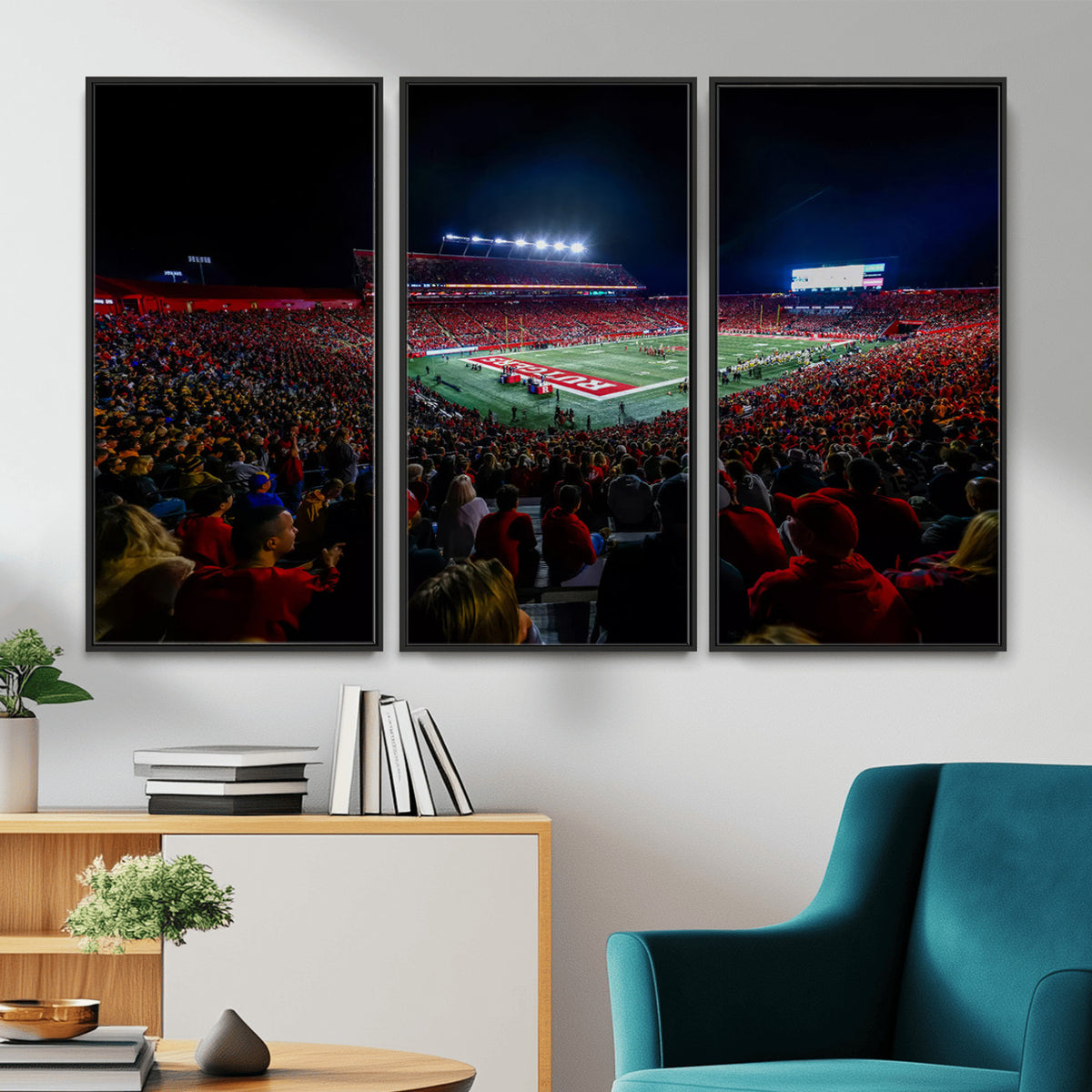 18115-PAN-FL-20X10 - Rutgers Scarlet Knights Football Team Print - SHI Stadium, Piscataway Wall Art Canvas Print