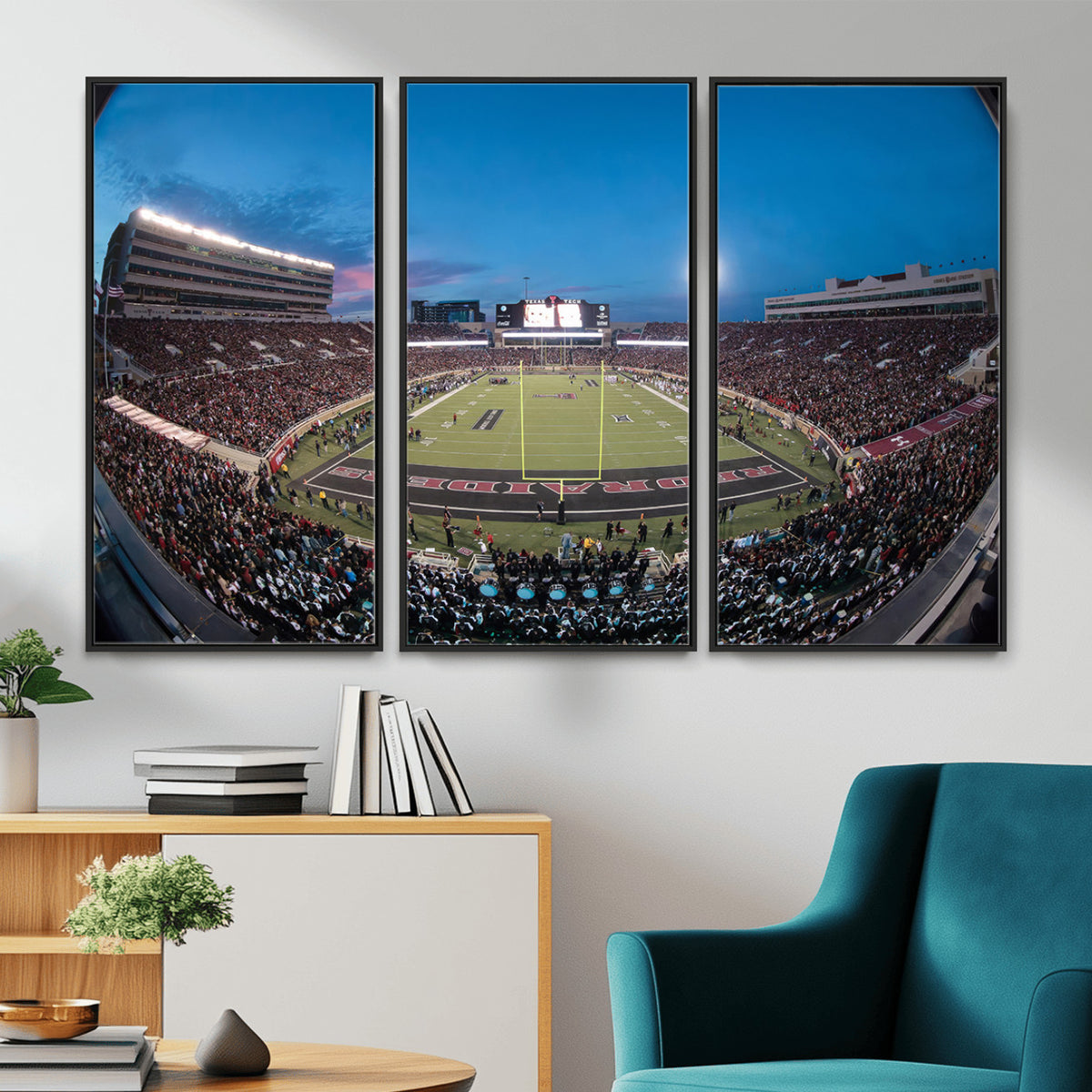 60763-PAN-FL-20X10 - Texas Tech Red Raiders Canvas, Framed Football Team Print - Lubbock Jones AT&T Stadium Wall Art